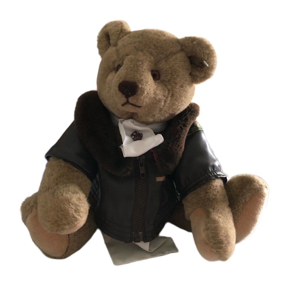 1982 GUND Bialosky Brown Bear 18" Aviator Pilot with Bomber Jacket & Scarf
